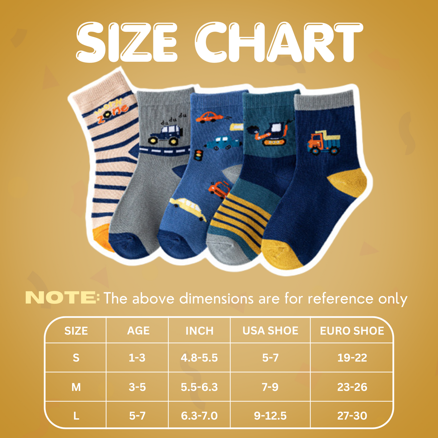 Baby Boys Socks - Cotton Crew Toddler Socks With Fun Transport Pattern Design - Pack of 5 Pair 1-3 Years