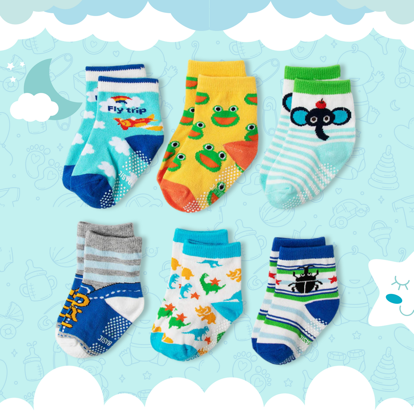 Non Slip Cotton Kids Toddler Ankle Socks with Gripper - 12 Pairs Anti Skid Socks for Girls Boys Baby  Socks for 3 - 5 Years