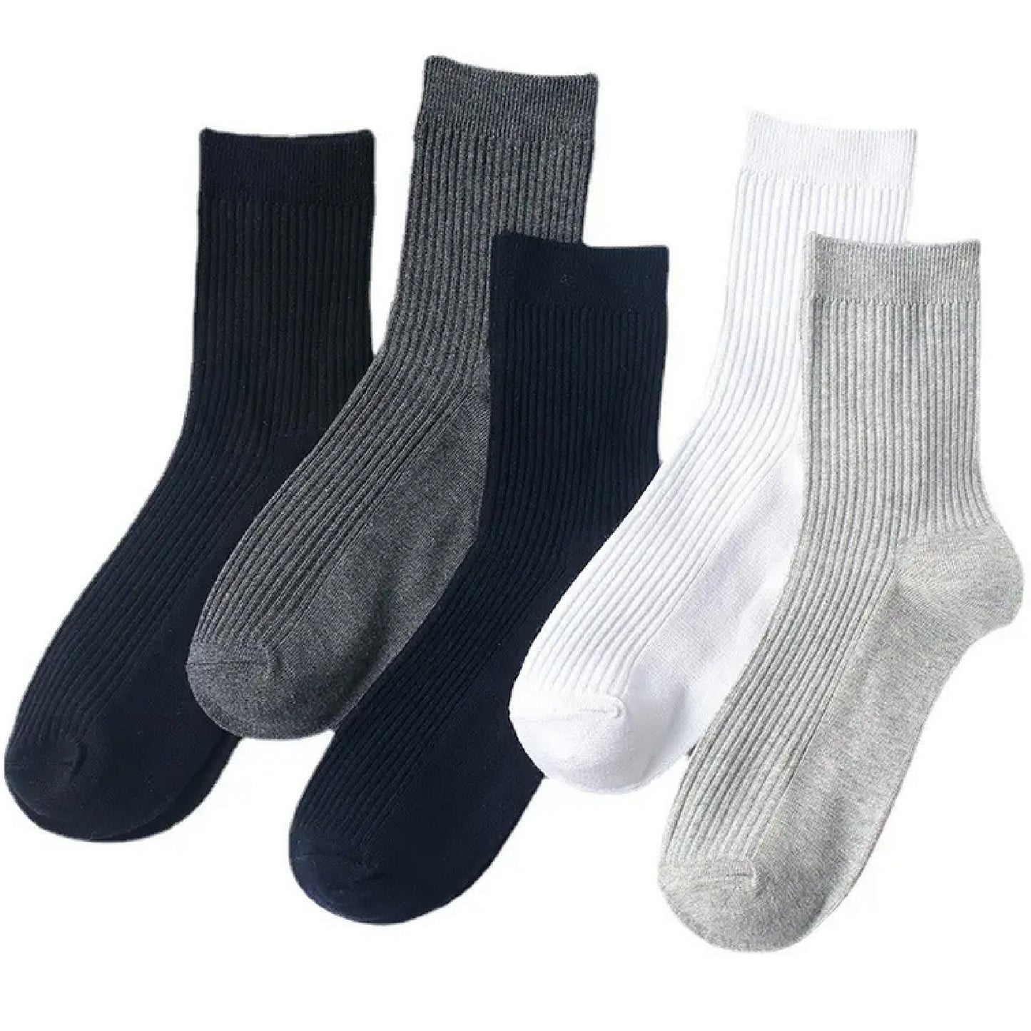 Men’s Cotton Dress Socks - 5-Pack Classic Plain Colors, Comfortable Fit, Breathable Fabric - Perfect for Formal, Office, Casual Wear, US 6-10.5