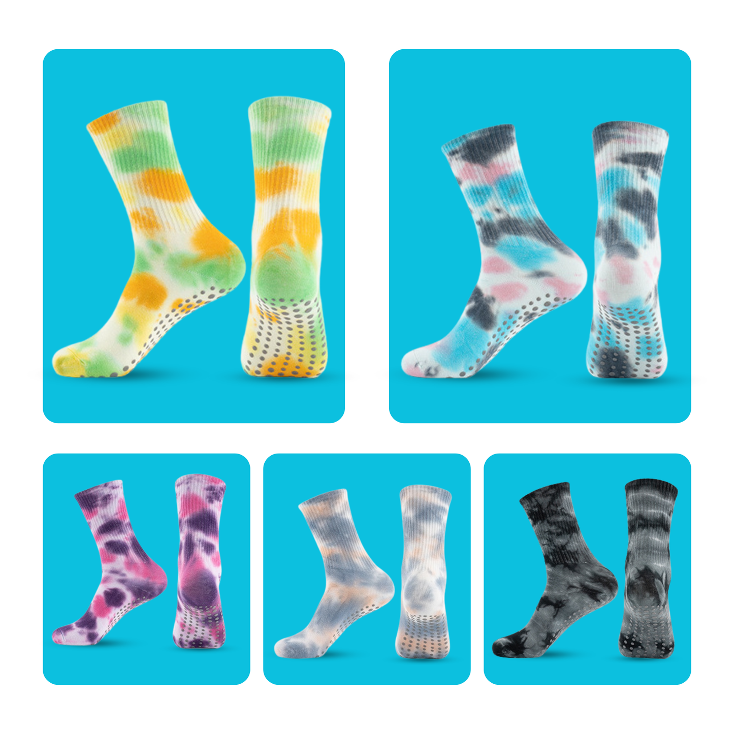 Women Yoga Socks 5 Pairs- Pilates Non Slip Socks for Yoga, Gym, Athletic - Grippy Socks for Women - Camouflage Size US 5-9.5