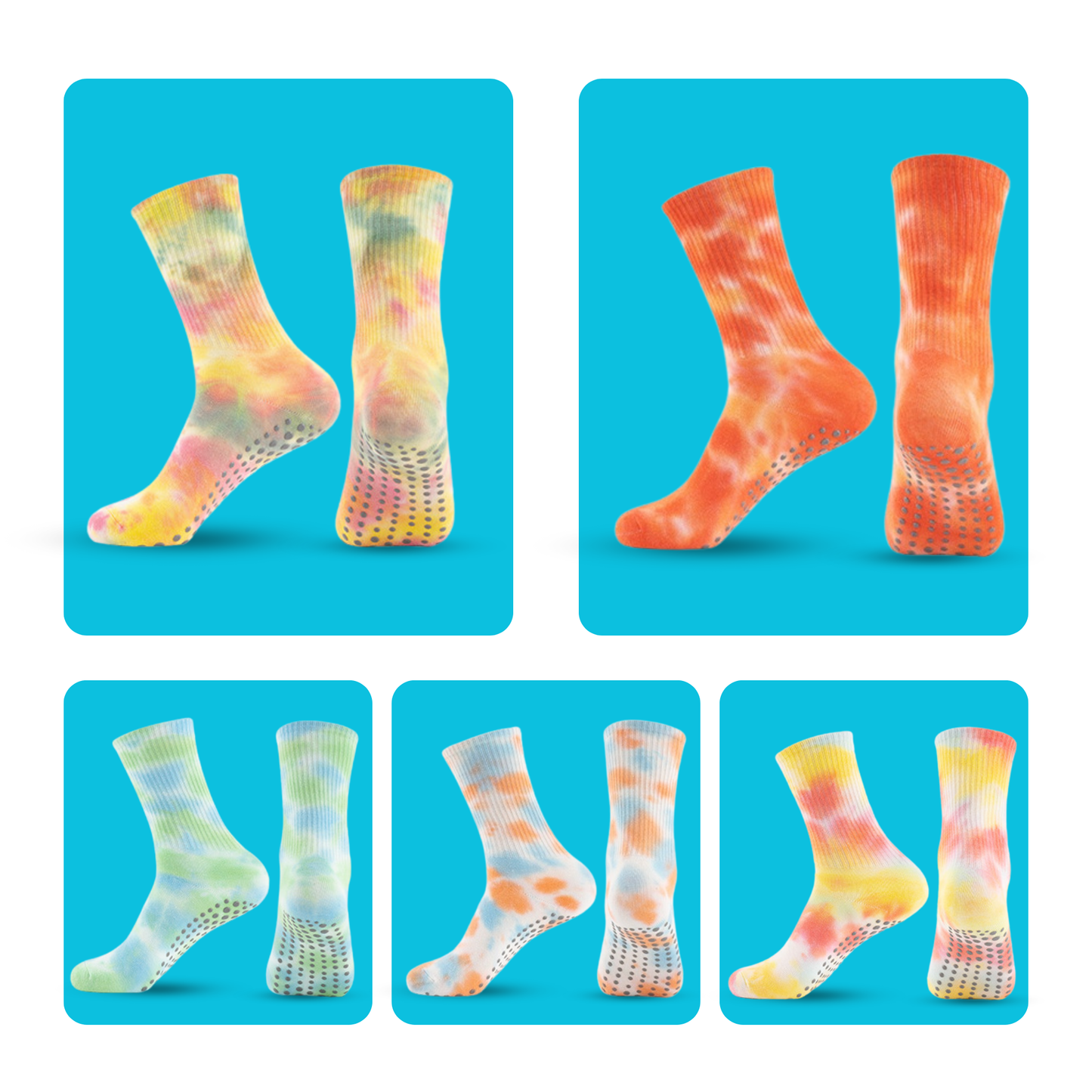 Women Yoga Socks 5 Pairs- Pilates Non Slip Socks for Yoga, Gym, Athletic - Grippy Socks for Women - Camouflage Size US 5-9.5