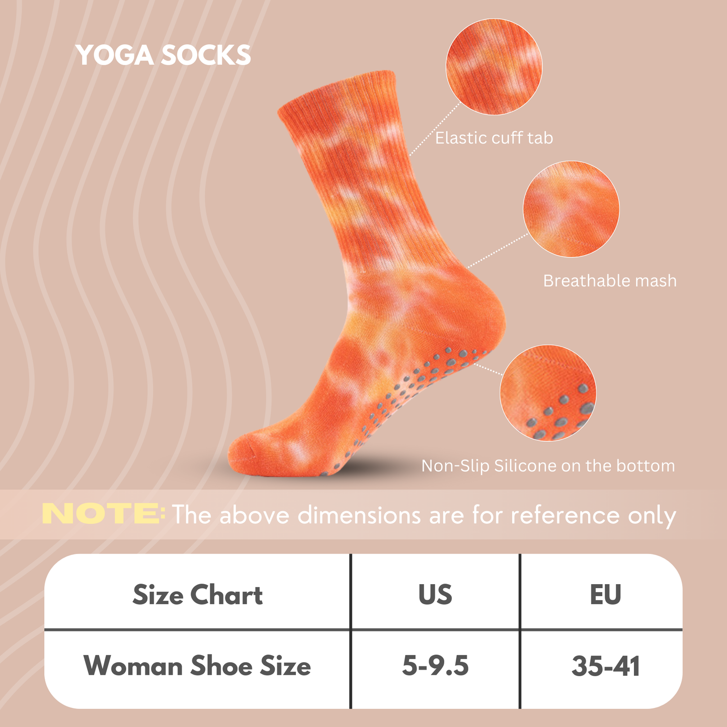 Women Yoga Socks 5 Pairs- Pilates Non Slip Socks for Yoga, Gym, Athletic - Grippy Socks for Women - Camouflage Size US 5-9.5